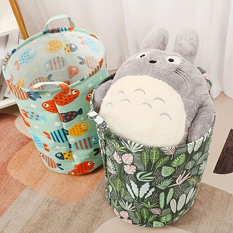 Durable Textile Storage Basket with Fish and Leaf Pattern for RV Organization