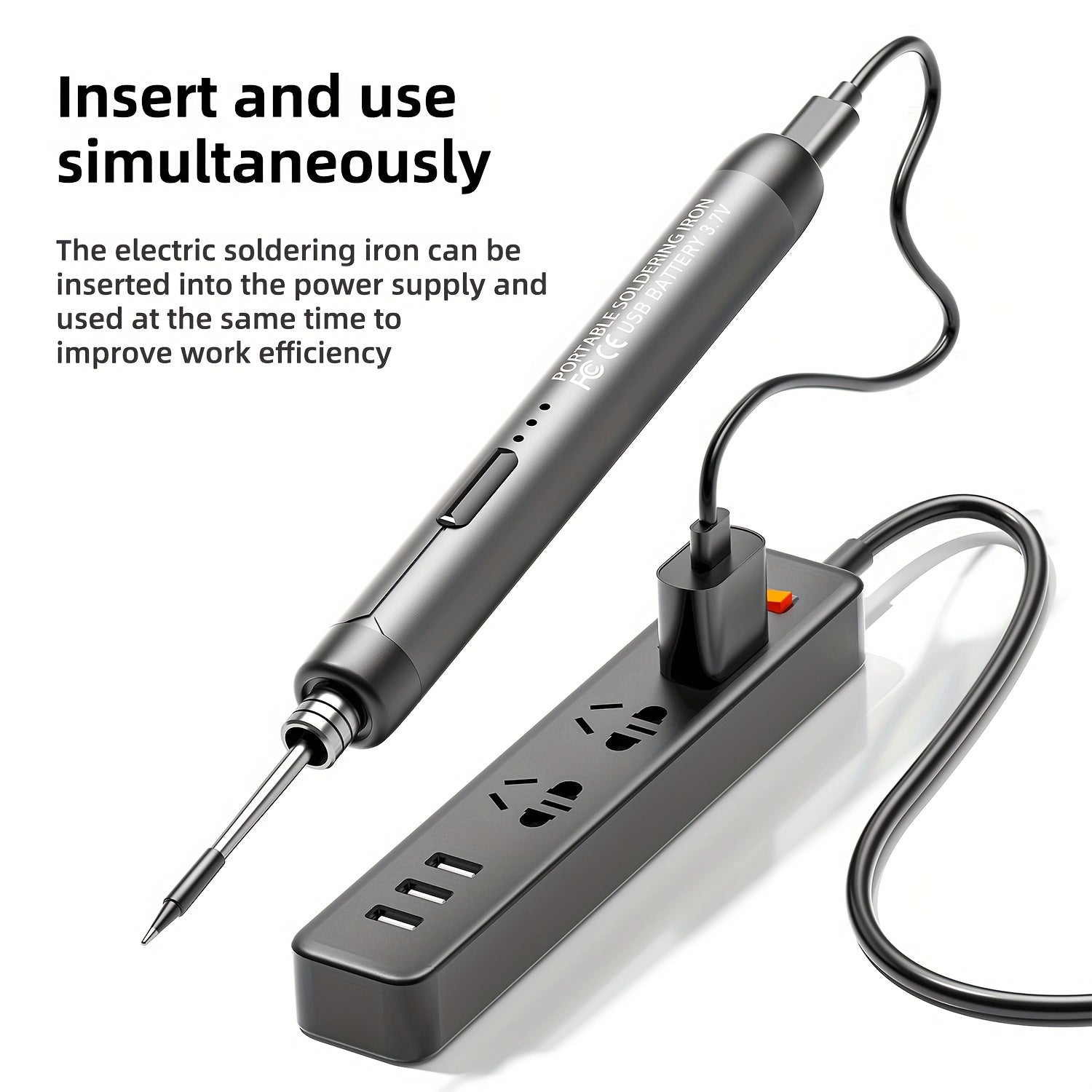 USB and Battery Powered Soldering Iron with Adjustable Temperature and Accessories