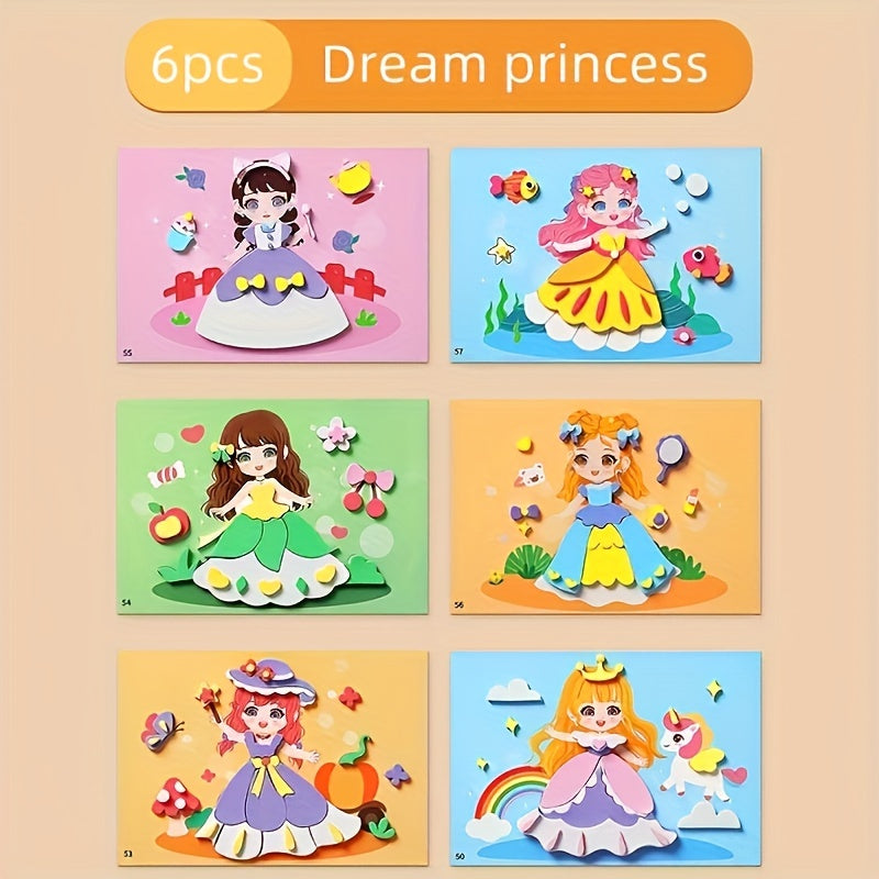 DIY 3D Stickers for Kids Educational Holiday Gift Paper Mixed Color Pack of 6 or 12