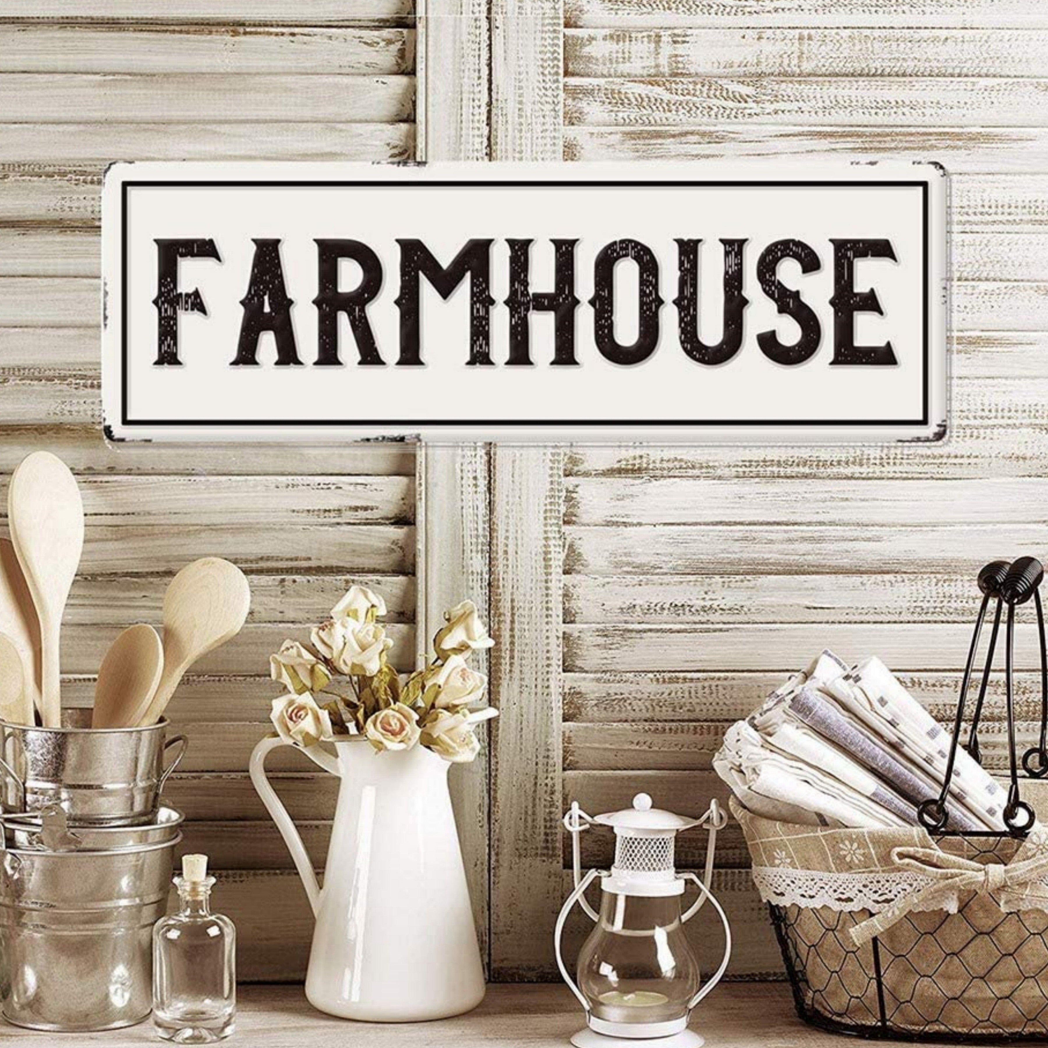 Farmhouse Metal Tin Sign 15.75x3.94 Vintage Wall Decor for Home Bar Cafe Garage