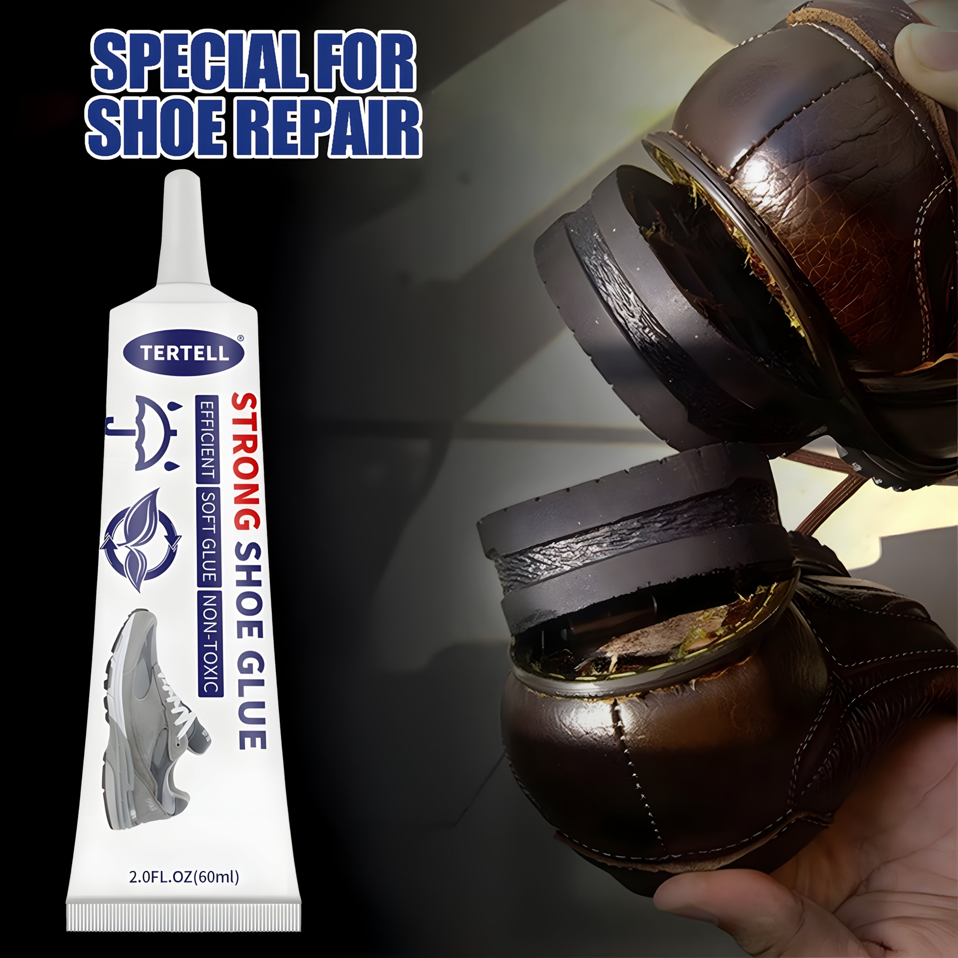 Strong Shoe Repair Glue for Sneakers Faux Leather Resin Crafts 2oz Flexible Bonding