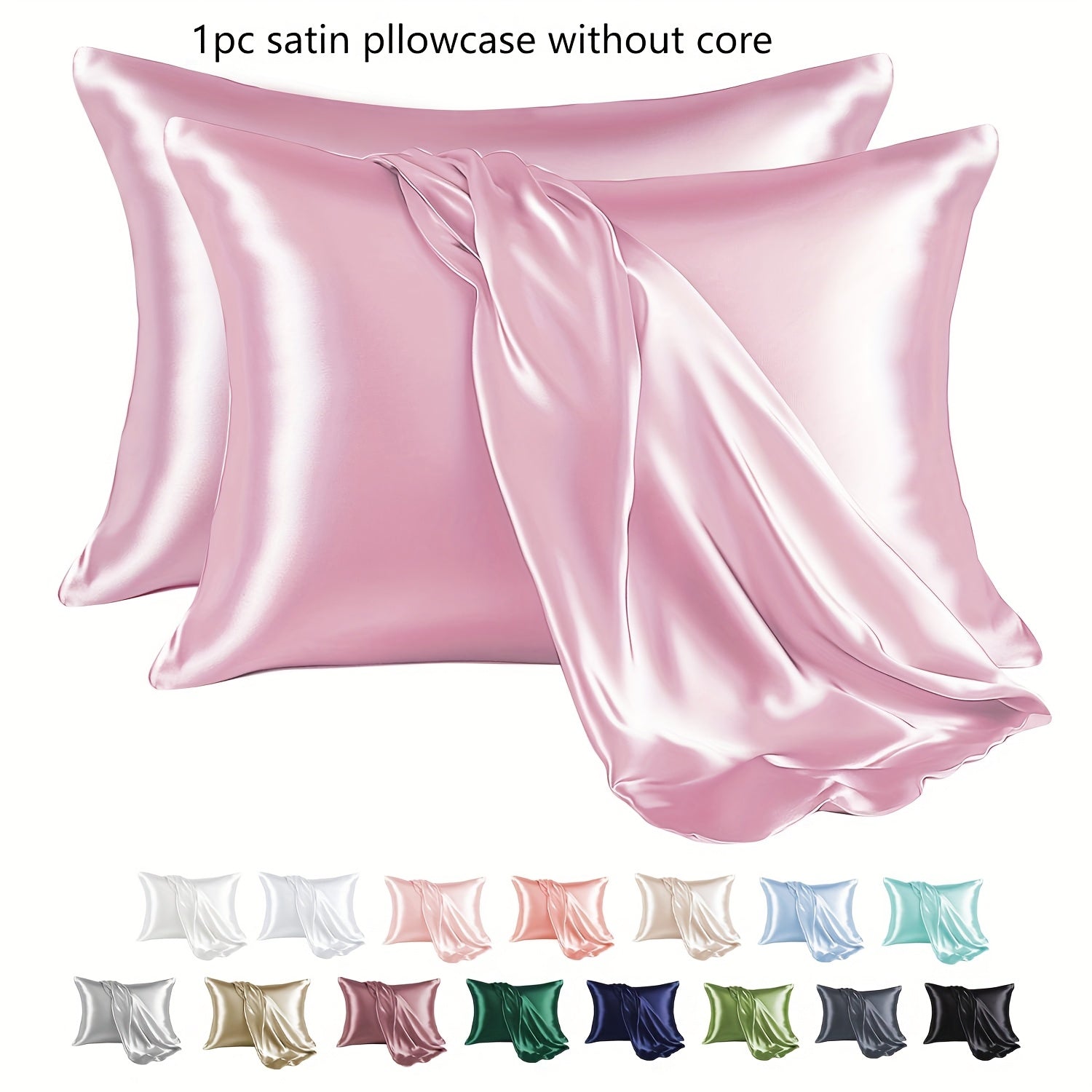 Hypoallergenic satin yostiq qopqog'i 100% polyester nafas oladigan teriga do'st to'liq rangli qopqoq yopilishi yotoq to'shagi