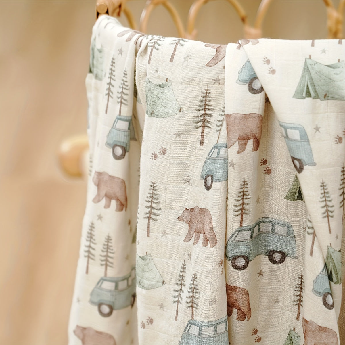 Baby Bamboo Cotton Blanket with Muslin Swaddle Wrap 119x109cm