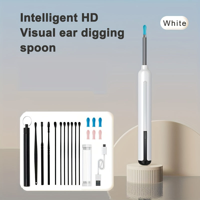 6 ta quloq qopqog'i, 10 ta quloq qazish asbobi, kamera, HD sifatida, va iPhone va Android uchun qayta zaryadlanadigan quloq qopqog'ini olib tashlash asbobi.