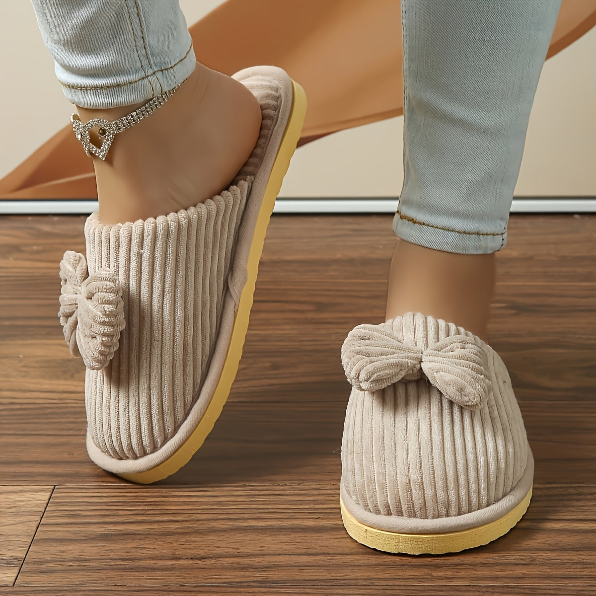 Women's Slip-On Casual Striped House Slippers EVA Sole Non-Slip