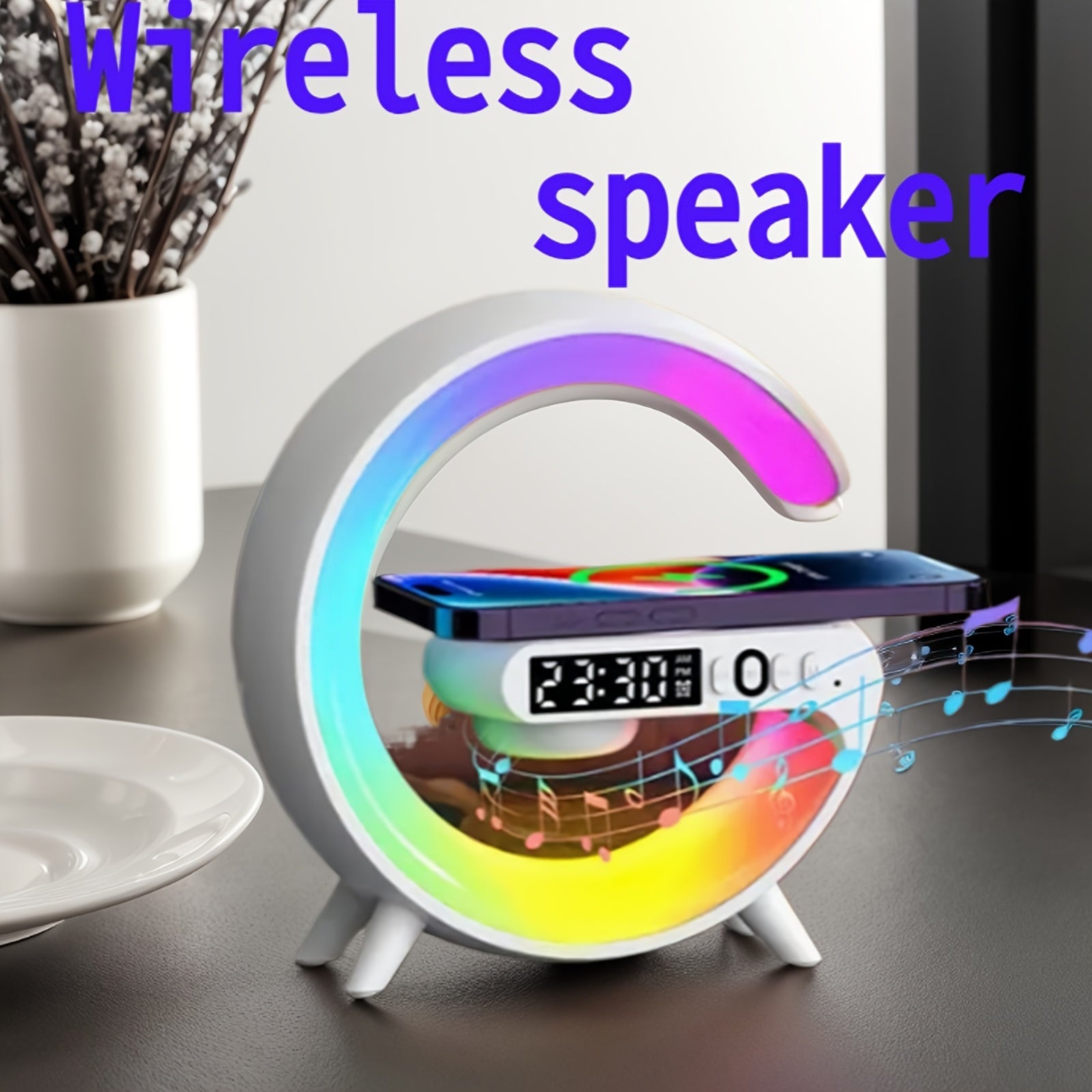 Smart LED Lamp with Wireless Speaker and Smartphone Charging for Music and Wake-up