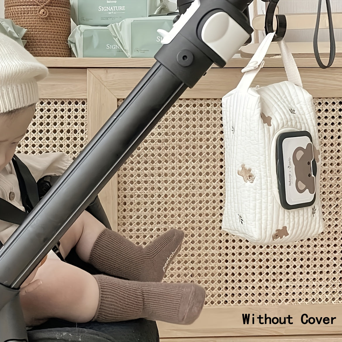 Yoshlar va uyda foydalanish uchun mo'ljallangan, katta sig'imga ega va tugallanmagan dizaynga ega, polyester tolalaridan tayyorlangan, qopqoqi buriladigan portativ sayohat mato ushlagichi.