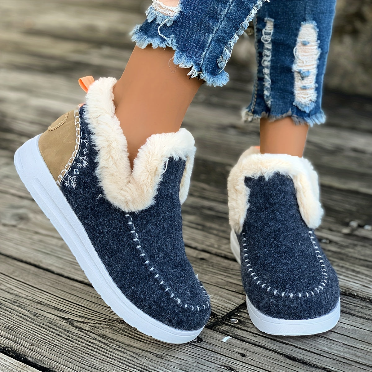 Women's Velvet Winter Ankle Boots Warm Snow Boots