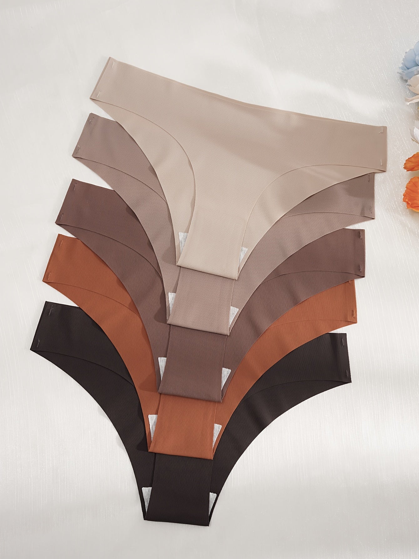 Women's Bikini Adhesive Triangle Underwear 5 Pieces Breathable Comfortable Solid