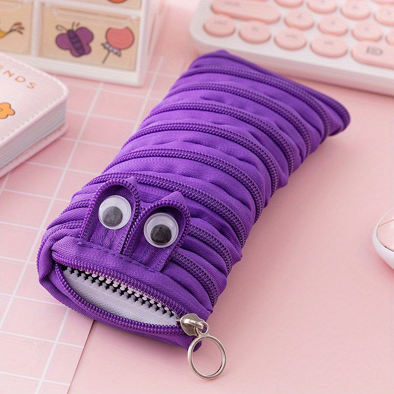 Cute Caterpillar Pencil Case with Large Capacity for Students and Makeup Storage