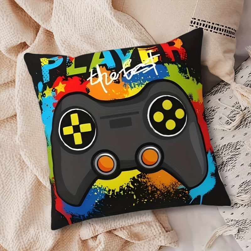 Reversible Gaming Throw Pillow Cover 44x44cm for Game Room Couch Decor