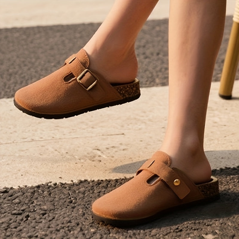 Women's Faux Fur Mules Shoes Casual Summer Slip-On Beige Comfort