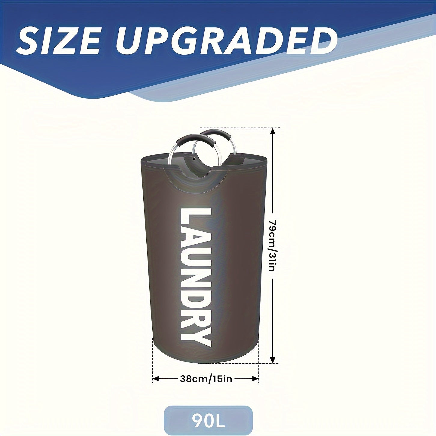 Large Waterproof Collapsible Laundry Basket with Soft Handle 90L Black Fabric Organizer