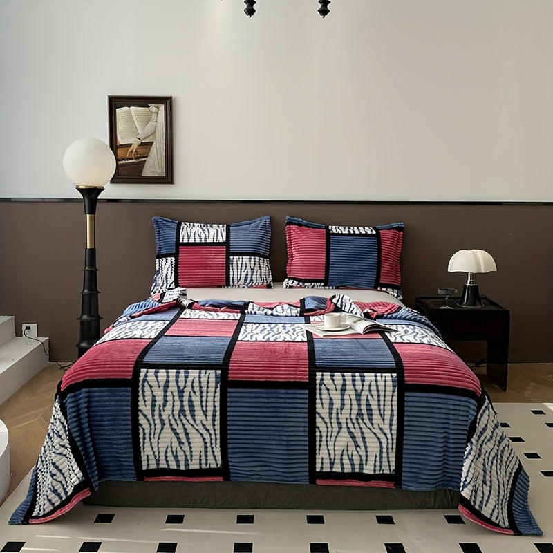 Manta de terciopelo impresa geométrica para cama, sofá, camping, aire acondicionado, todas las estaciones