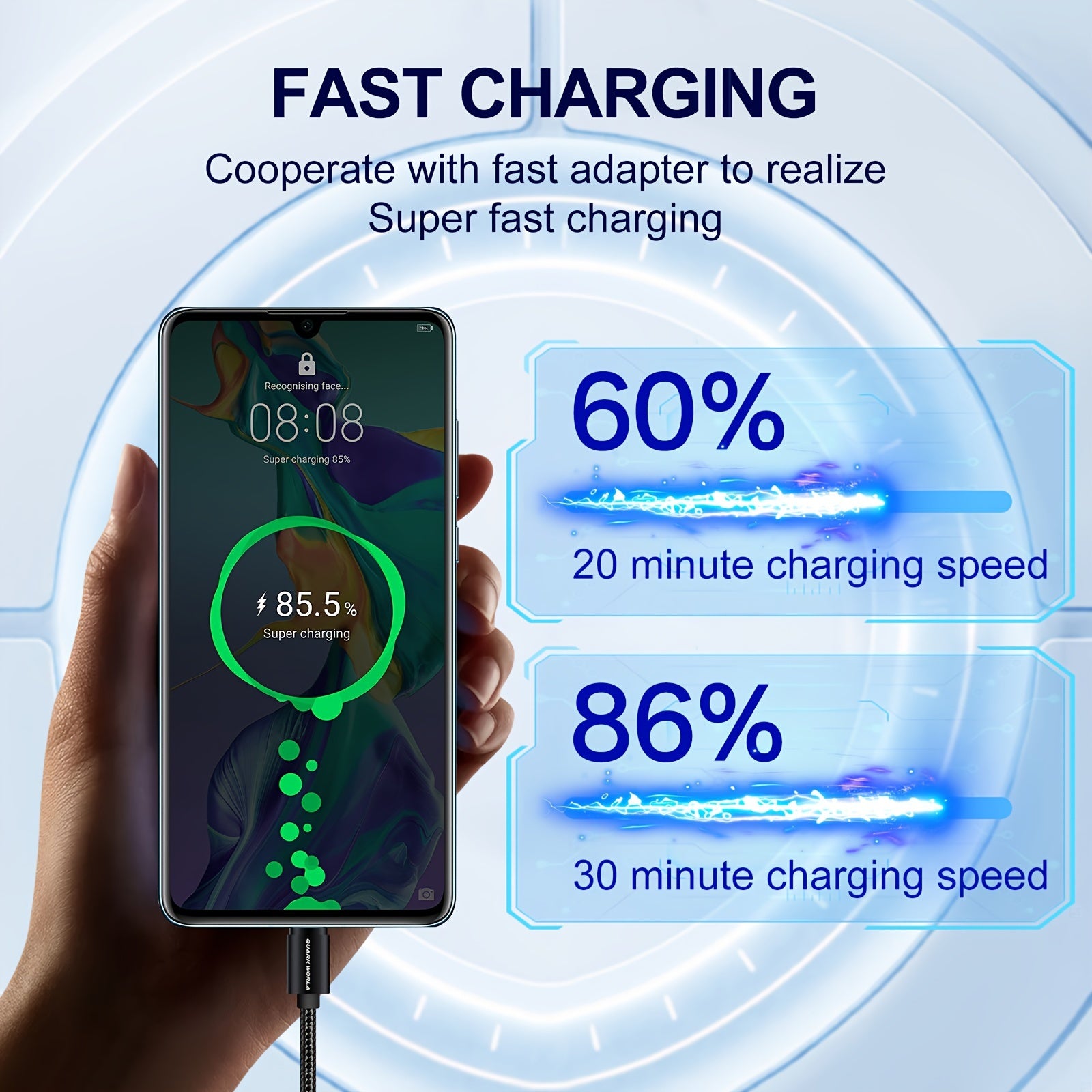 3pcs Nylon Braided USB C Charging Cables Fast Data Transfer for Samsung Google Pixel LG Sony Oppo Moto