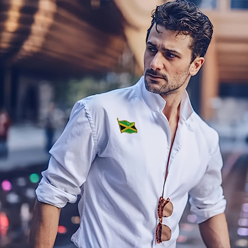 20 ta vintage Yamayka bayrog'i broshkalari to'plami, kiyim va aksessuarlar uchun mukammal kvadrat qotishma pinlardan tayyorlangan.