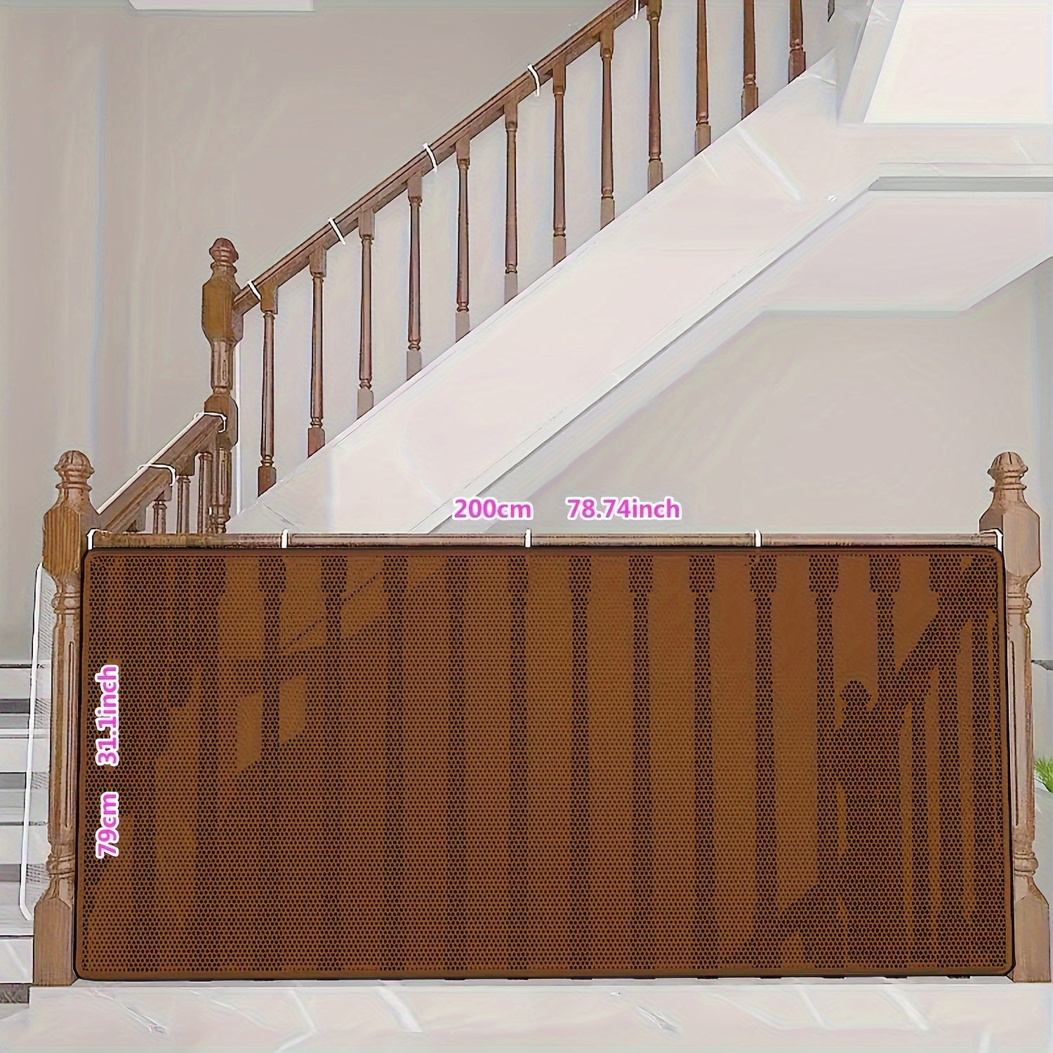 Child Safety Gate for Kids Coffee Brown Polyester Fiber 3-6 Years