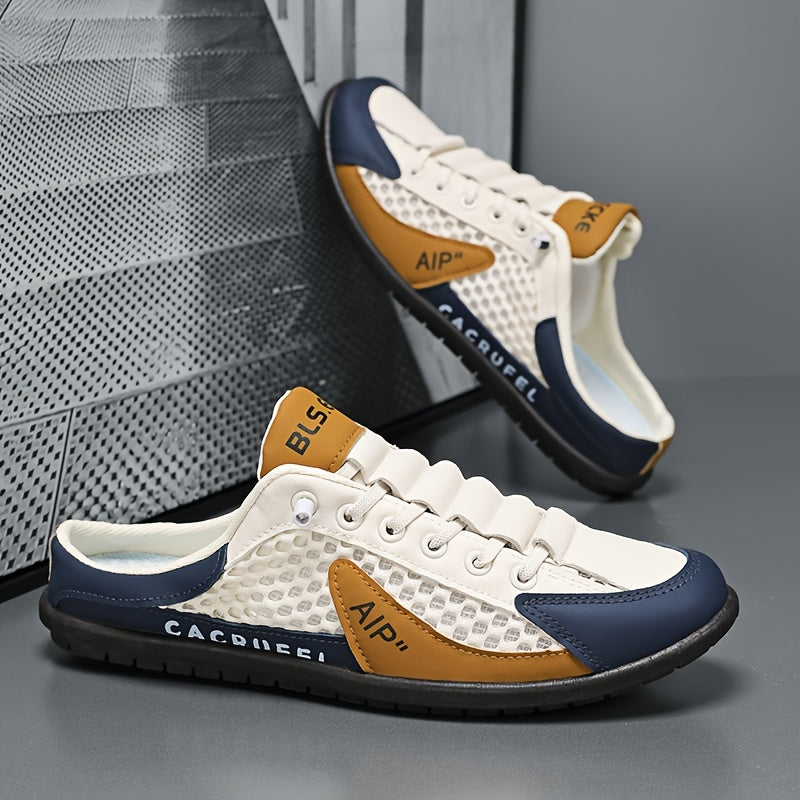 Men's Slip-On Casual Shoes Navy White Beige Anti-Skid Durable EVA Insole Breathable Fabric Upper