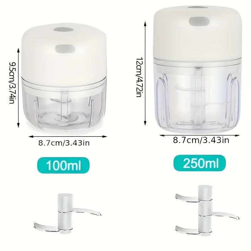 Picadora eléctrica portátil de ajo, procesador de alimentos, batería de litio recargable por USB, uso multifuncional en la cocina