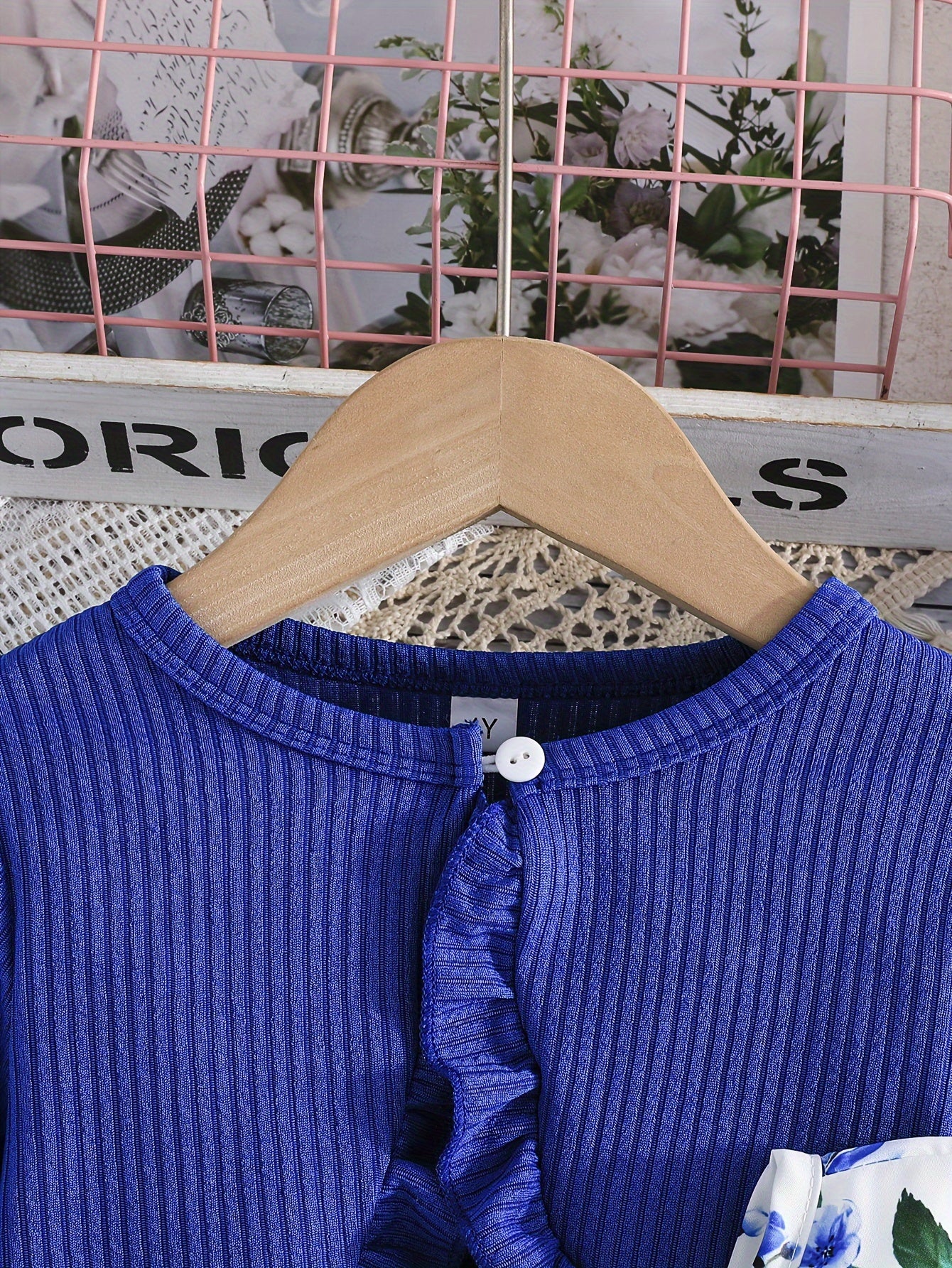 Girls Floral Print Vest Dress with Long Sleeve Jacket for Spring Fall