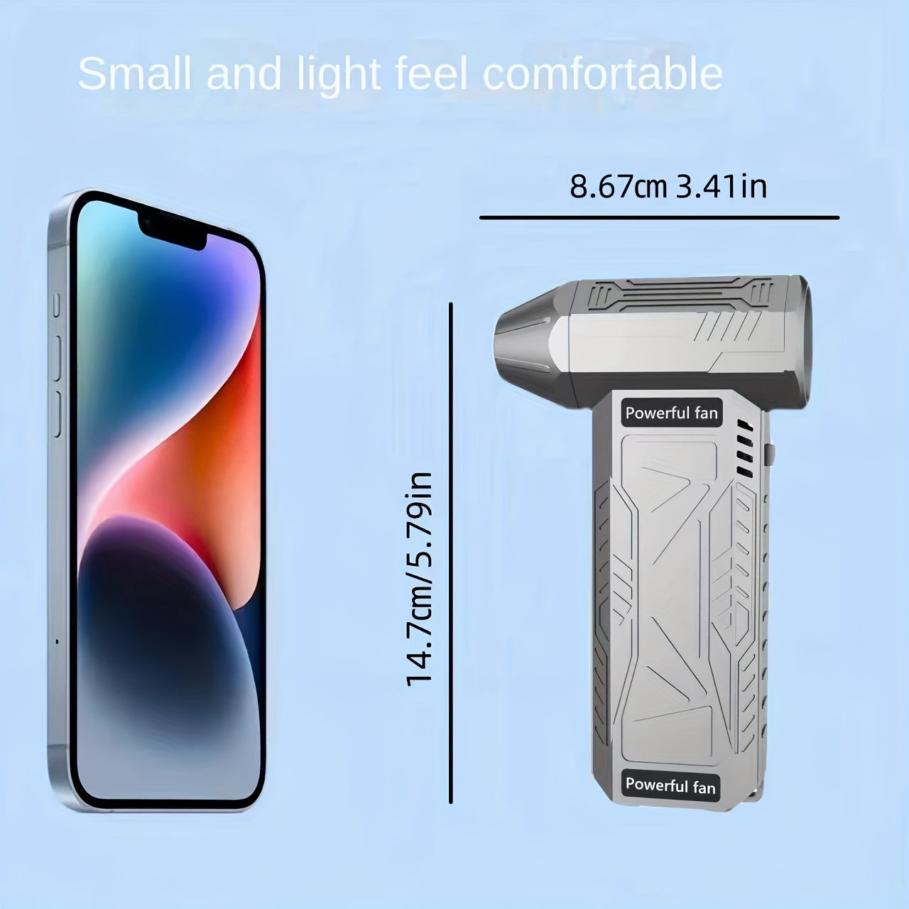 Handheld USB Rechargeable Portable Fan with Digital Display, 13000 RPM, Durable Plastic