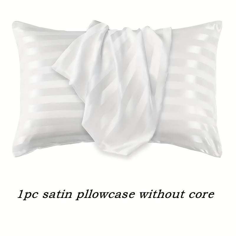 White Striped Satin Pillowcase Hypoallergenic Breathable Stain-Resistant