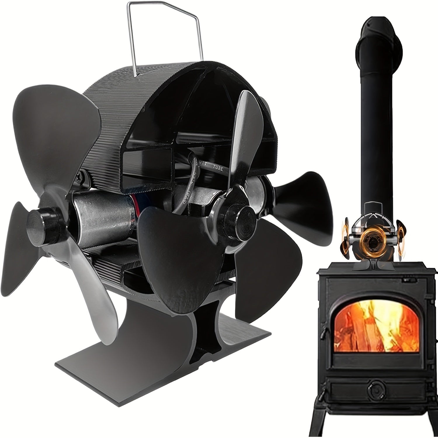 Металлический вентилятор для печи, работающий на тепле, для дровяных печей и каминов, тихая работа