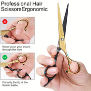 Unisex Adult Hair Cutting Scissors 16.5cm Black Stainless Steel for Salon and Home Use