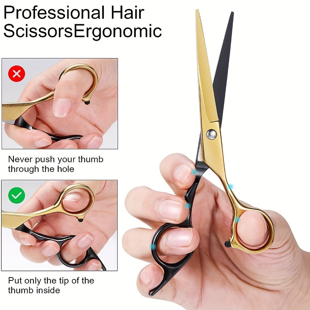 Unisex Adult Hair Cutting Scissors 16.5cm Black Stainless Steel for Salon and Home Use