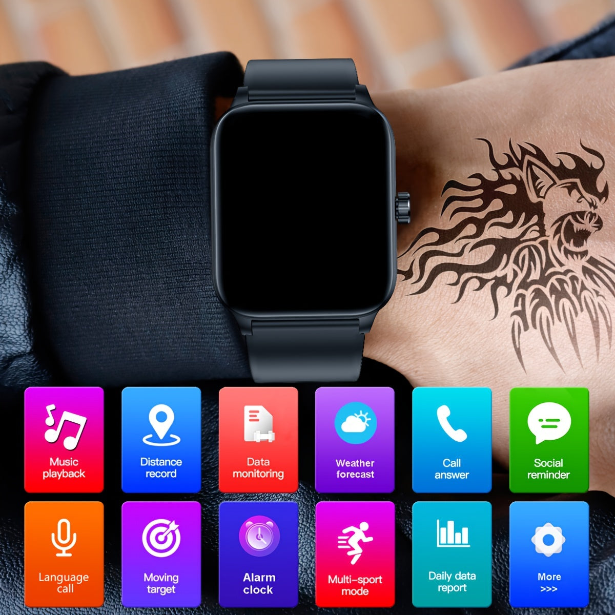 3D Dinamik Sportli Taqvim bilan aqlli soat 1.85 dyuymli ekran suv o'tkazmaydigan IP68 fitness izlovchi