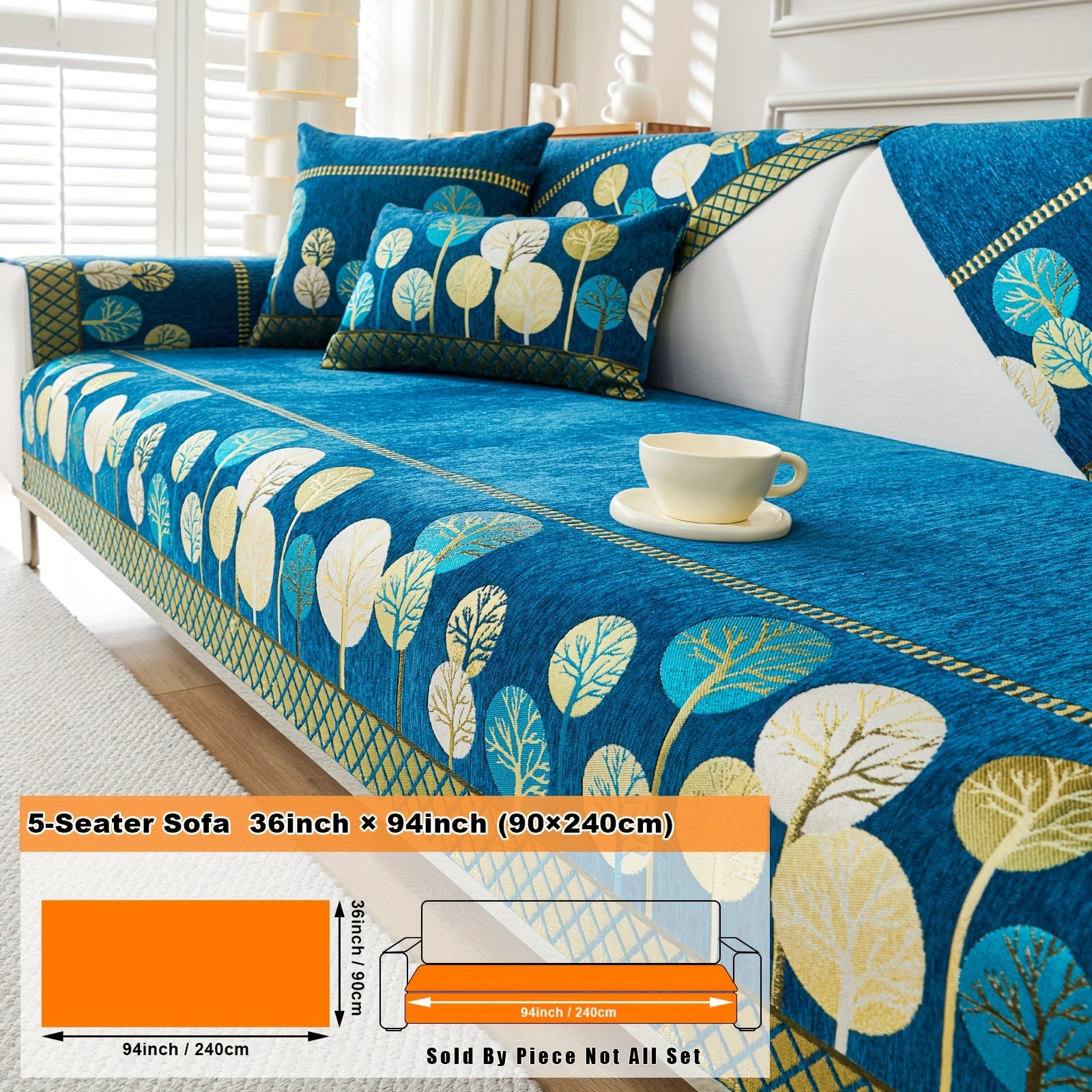 Bohemian Moonlit Trees Sofa Cover for Single to Quadruple Seaters Pet-Friendly Machine Washable Viscose