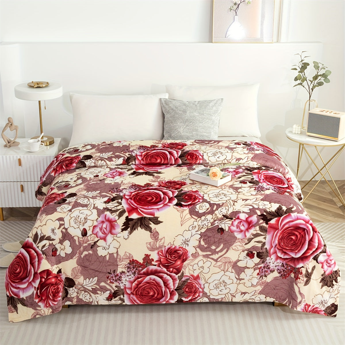 Floral Sea Pattern Bed Blanket for Home Decor and Seasonal Use