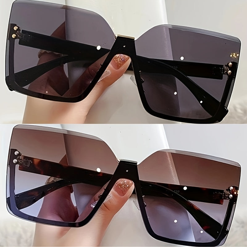Women Semi-Rimless Fashion Glasses with Gradient Lenses for Driving and Casual Wear
