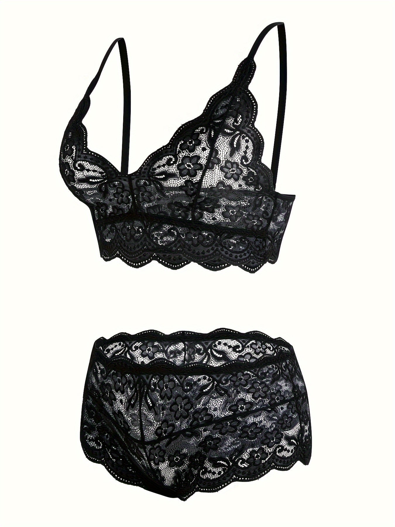 Conjunto de lencería de encaje para mujer, talla grande, rosa, paquete de ropa interior