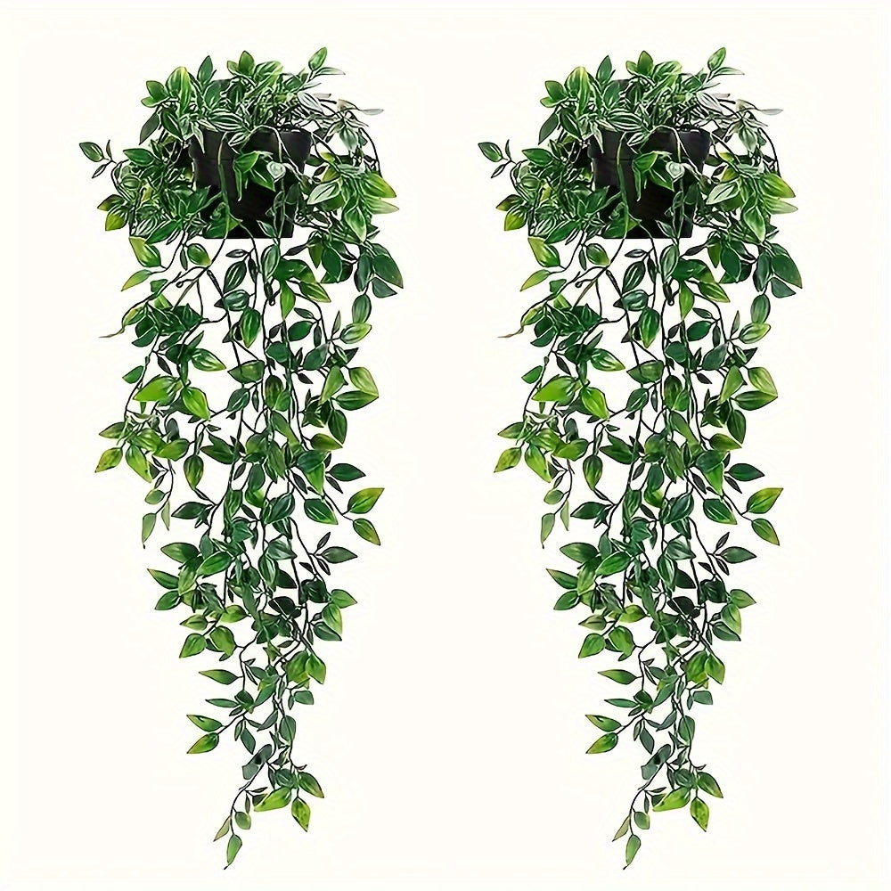 Conjunto de plantas colgantes de mandala artificiales verdes para decoración interior y exterior. No incluye macetas.
