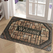 Polyester Welcome Doormat Non-Slip Rubber Backing Indoor Outdoor Rectangle Pebble Pattern