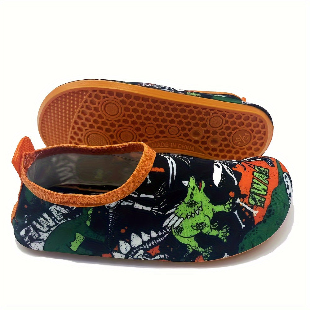 Kids Water Shoes Slip-On Dinosaur Print Quick Dry Outdoor Casual