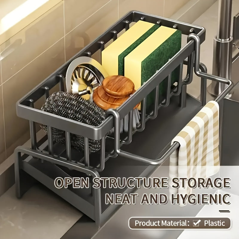 Sink Organizer for Kitchen Sink Caddy with Drainage Slots and Compartments