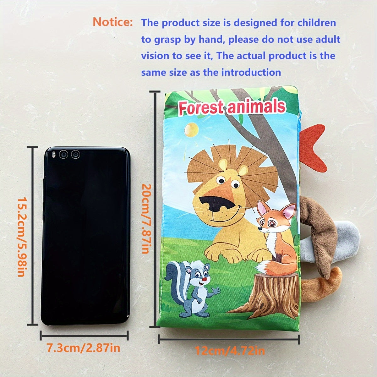 Colorful Cloth Book for Toddlers Soft Fabric Interactive Learning Cartoon Animal Tails Ages 12-72 Months