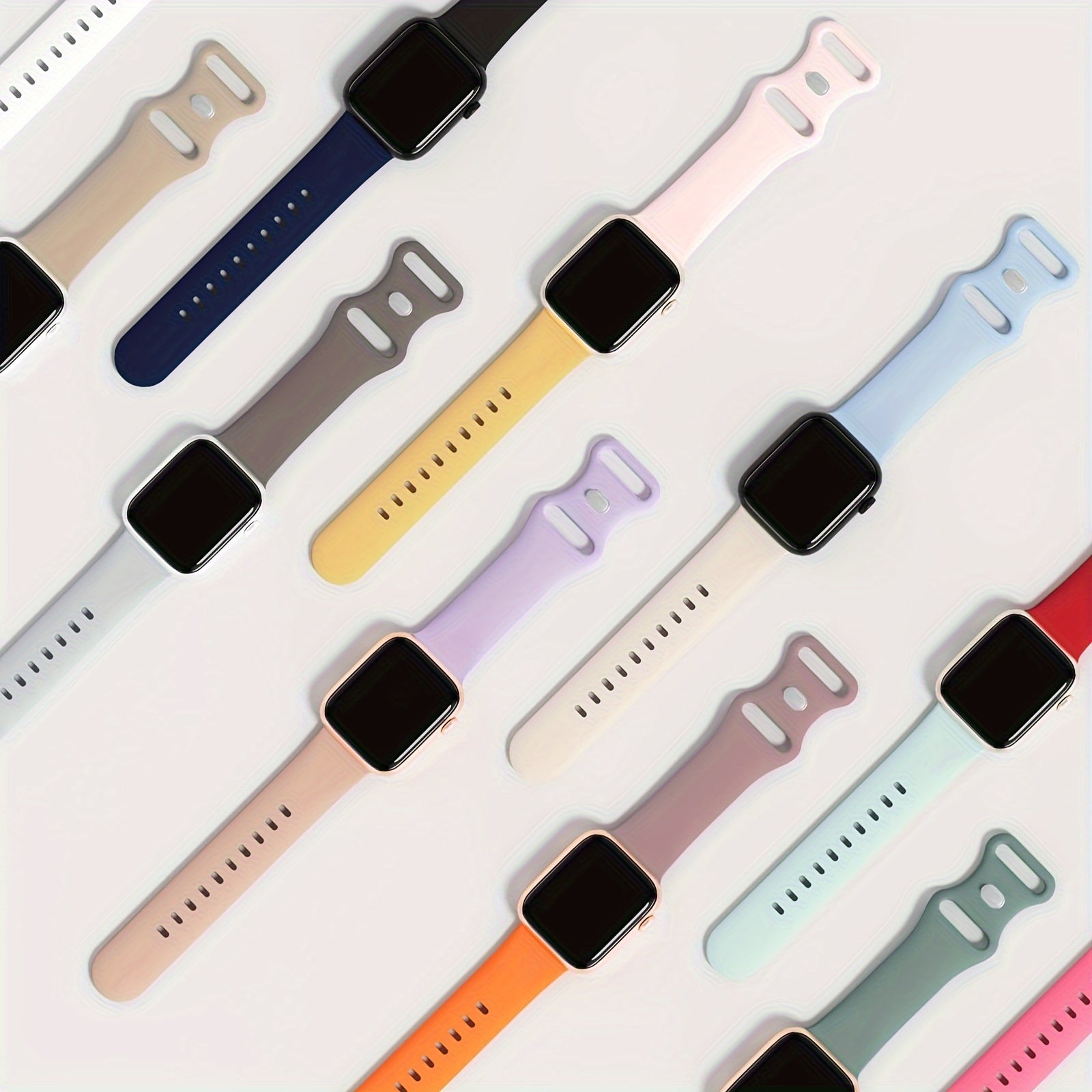 Set of Sports Silicone Wristbands for Apple Watch 38mm-49mm Compatible with Series 9 to 1 SE Men Women