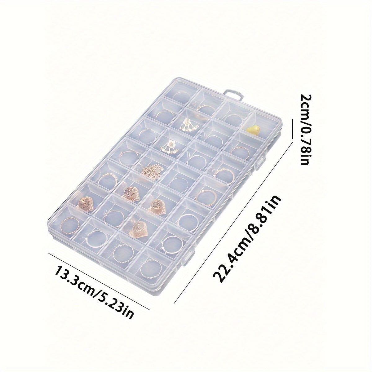 Clear Plastic Storage Organizer with 28 Compartments for Jewelry and Small Items