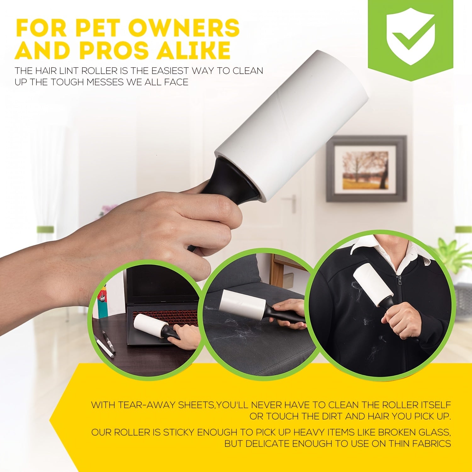 Lint Roller with 400/200/100 Sheets for Pet Hair Removal from Furniture Carpet Clothes