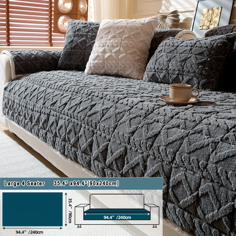 Пушистый чехол для дивана, подходящий для 1-4 человек, устойчивый к пятнам и моющийся в машине