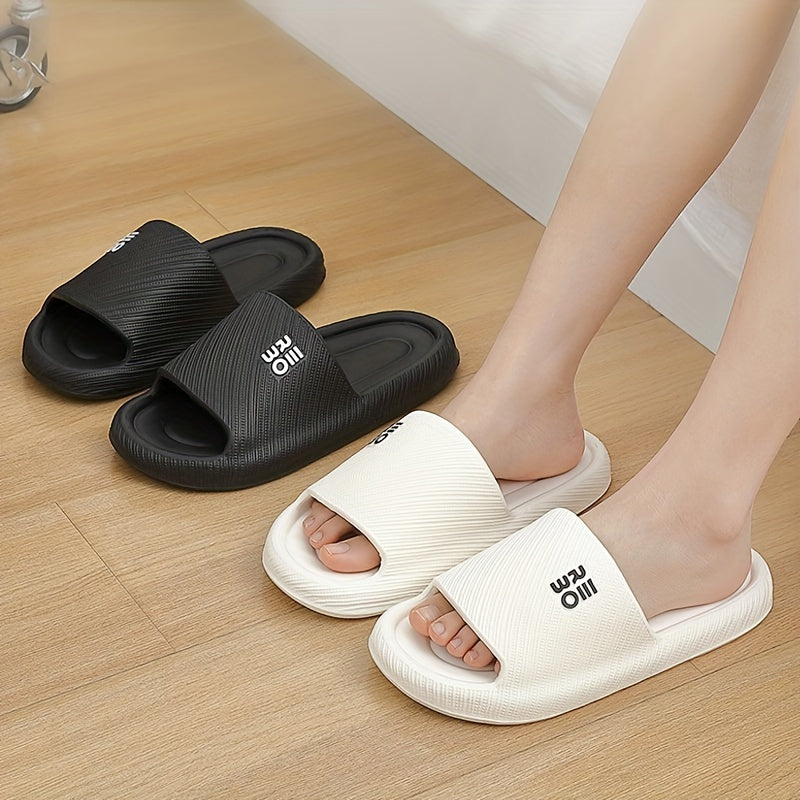 Women's Summer Slides Non-Slip EVA Sole Striped Indoor Outdoor