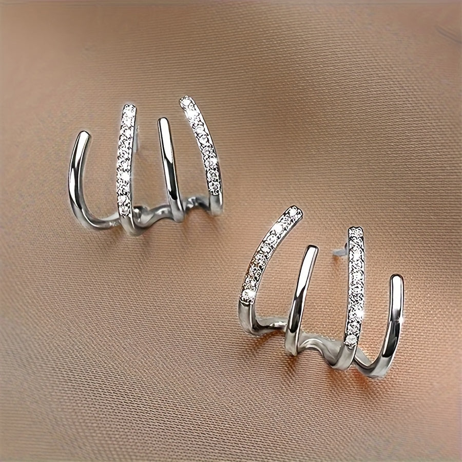 Women's U-Shaped Earrings Zinc Alloy Rhinestones Stainless Steel Hooks
