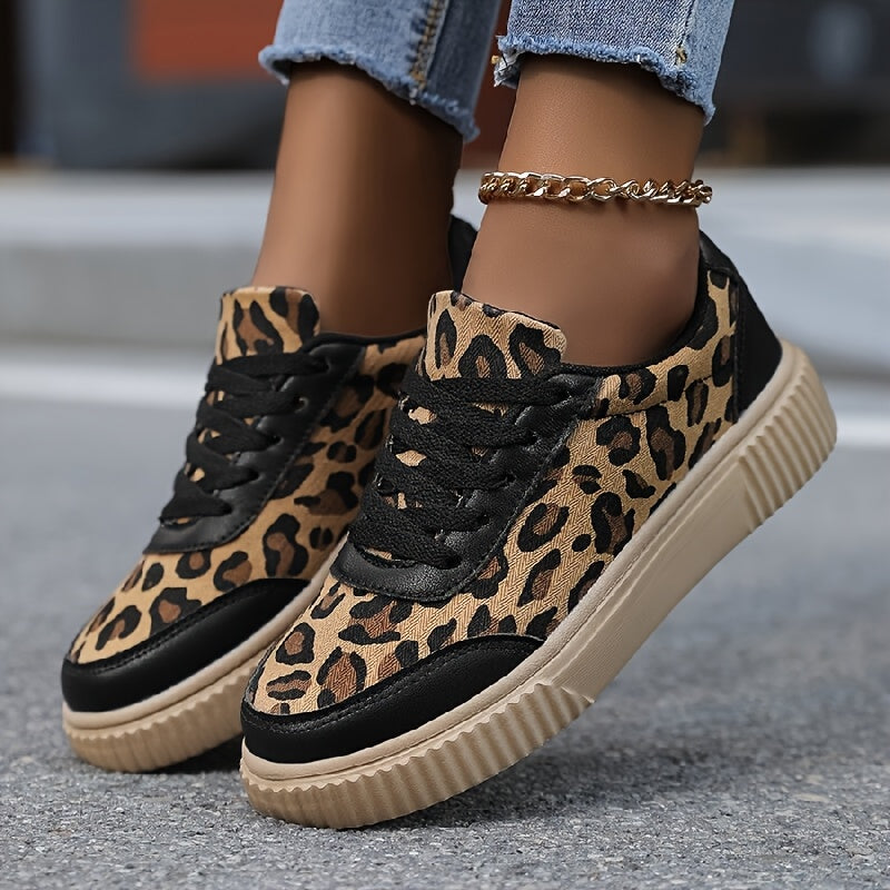 Women’s Leopard Print Sneakers Lightweight Athletic Platform Mesh Shoes