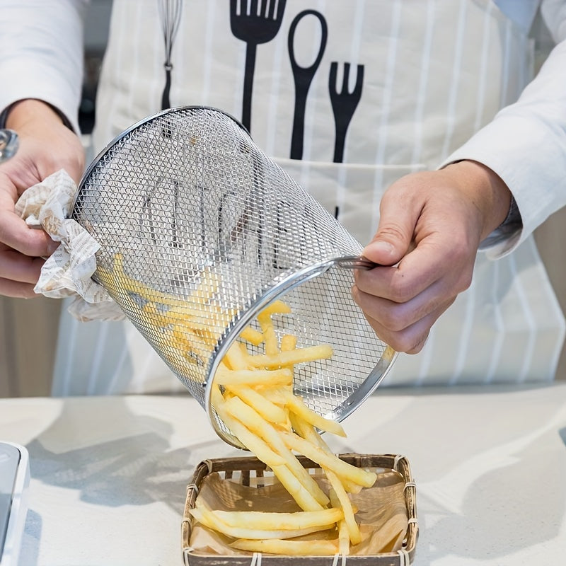 Stainless Steel Fryer Pot with Basket, Versatile Deep Soup Cooker for Frying and Boiling