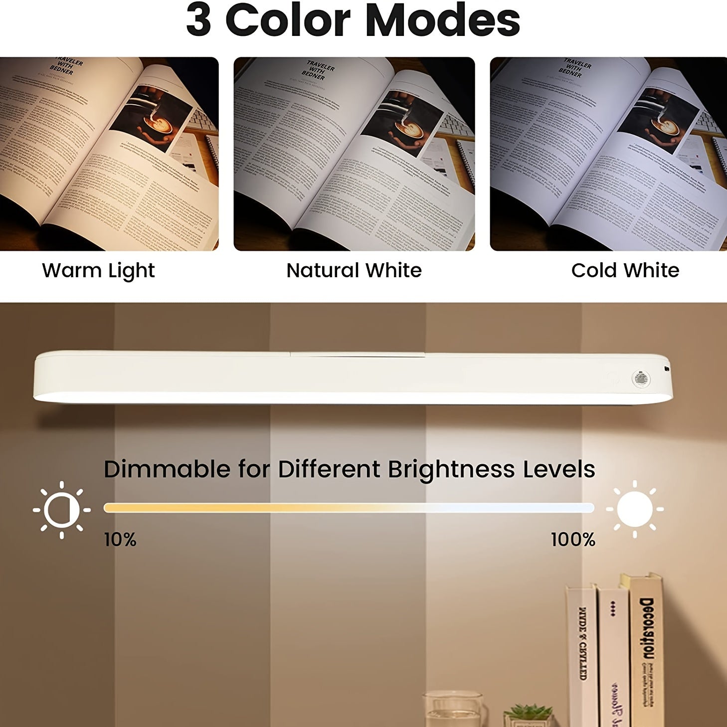 Luz LED táctil inalámbrica recargable con control remoto, montaje magnético, regulable para armarios, cocina y espejo de maquillaje