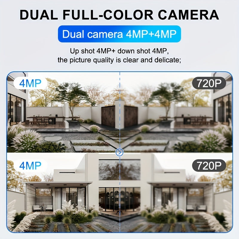 4MP HD Indoor Security Camera with Dual Lens 360° Pan Tilt Night Vision Motion Detection Two-Way Audio