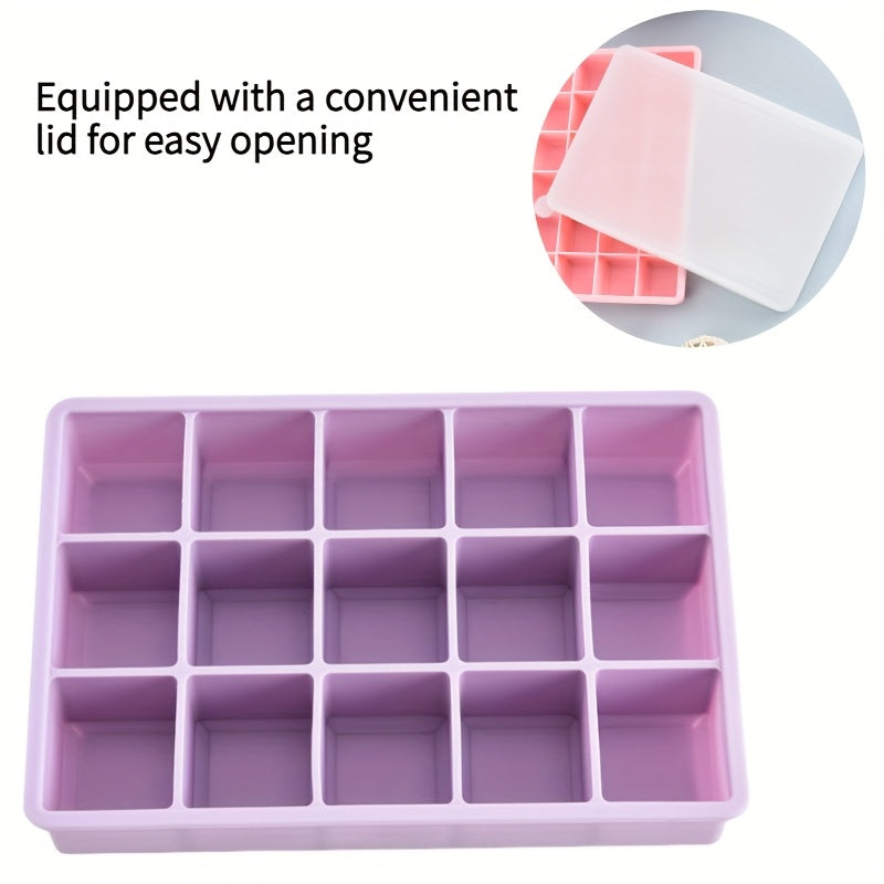 Silicone Ice Cube Tray Mold with Lid 15/24 Square Grids BPA-Free